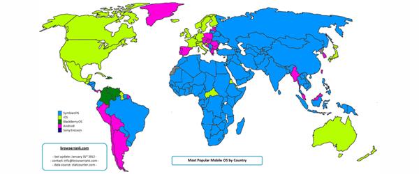 smartphone os world map