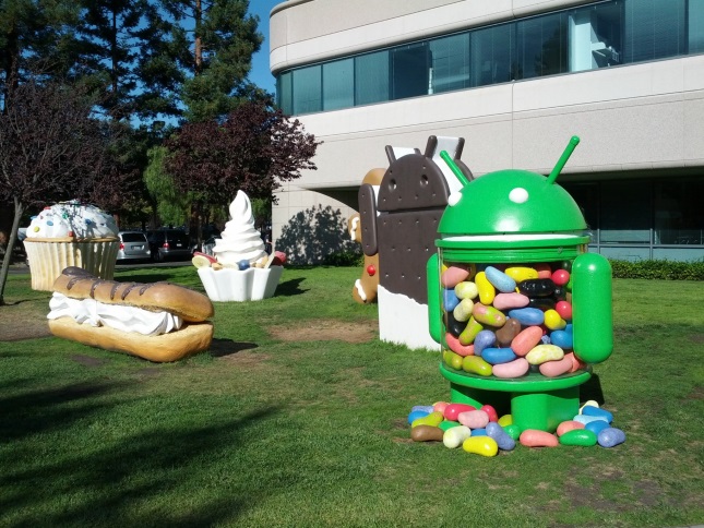 Google Lawn Statues of Android versions