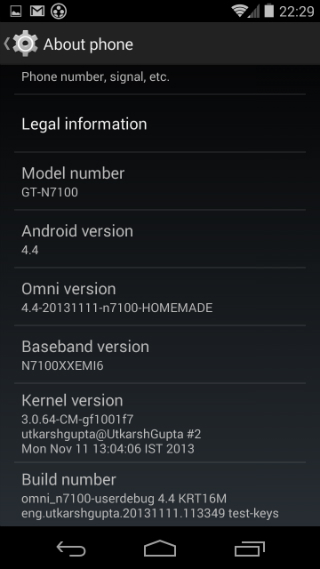 Galaxy Note 2 Android 4.4 KitKat via OmniROM