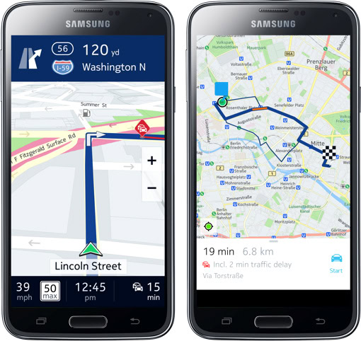 nokia here maps galaxy android
