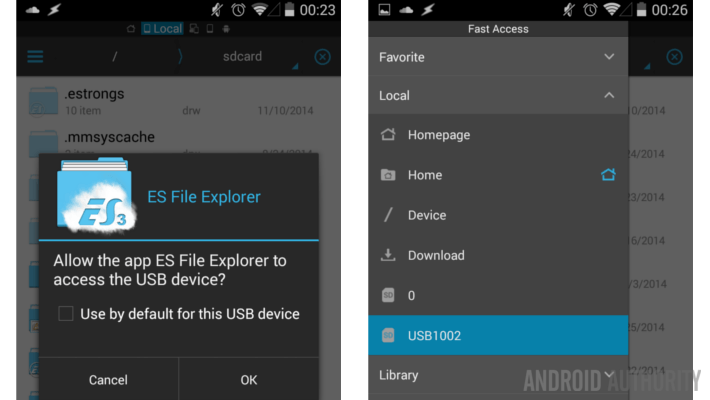 ES File Explorer OTG USB flash drive