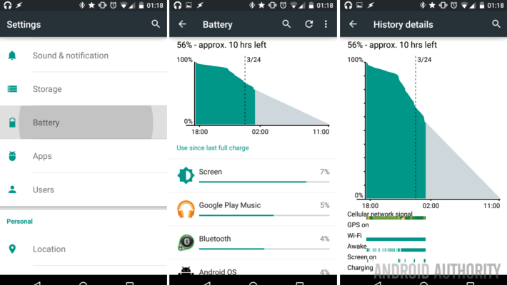 Android Settings Battery Graph