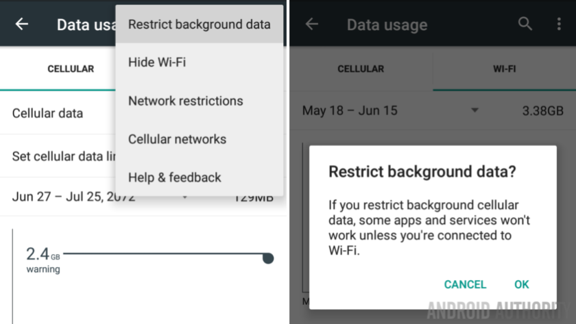 Android Data usage Restrict background