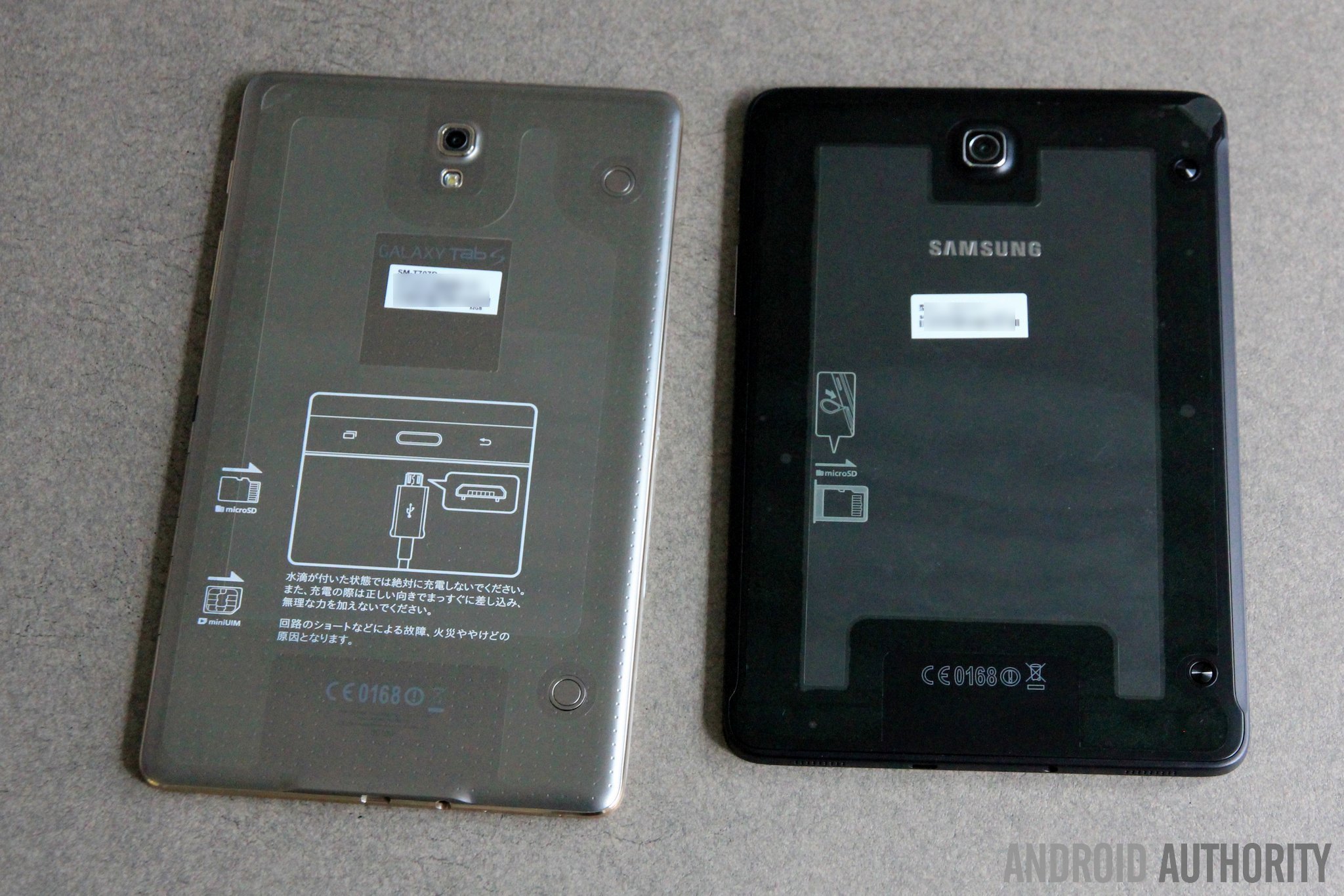 Notice the Tab S 8.4 (2014) has a camera flash yet the Tab S2 8.0 (2015) lacks it.