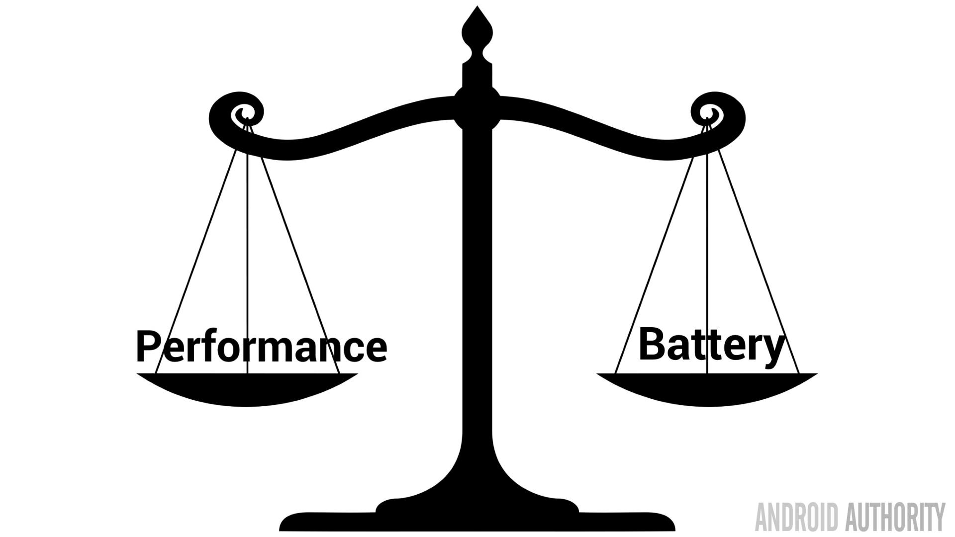 balance équilibrée avec performance d'un côté et batterie de l'autre