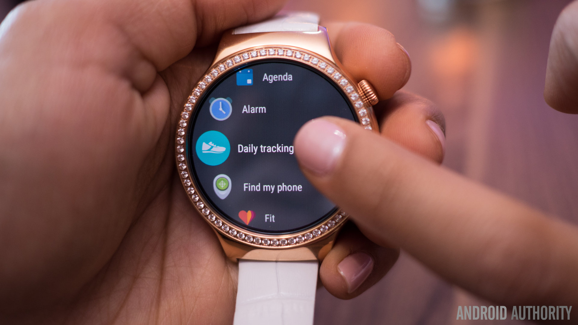 An Android Wear/WearOS smartwatch.