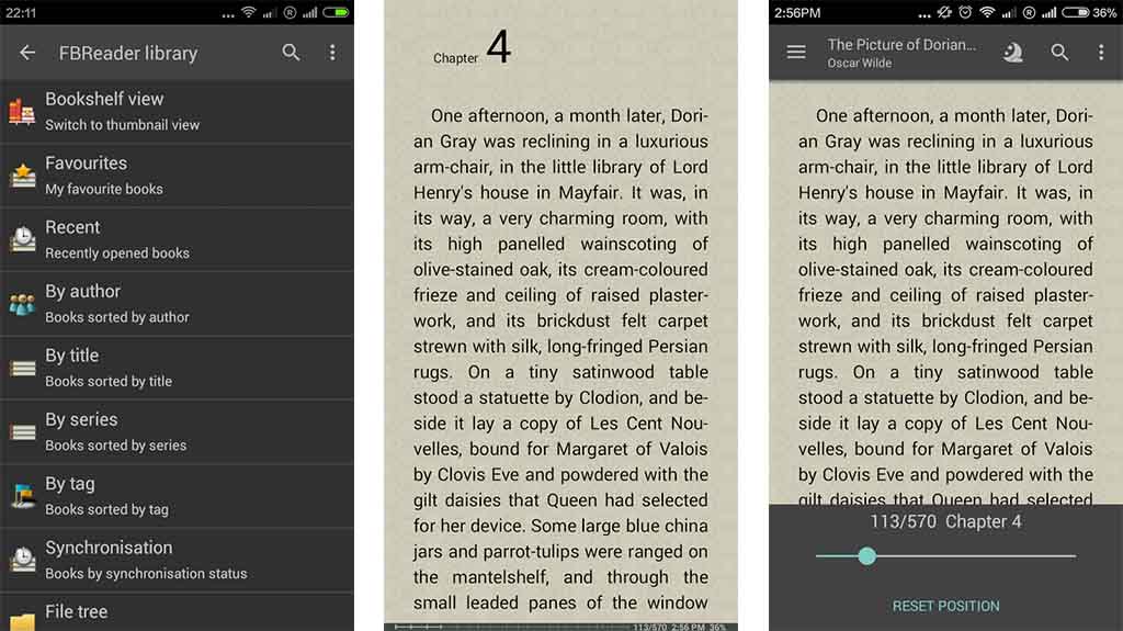 Captura de pantalla de FBReader para la lista de las mejores aplicaciones de lectura de libros electrónicos