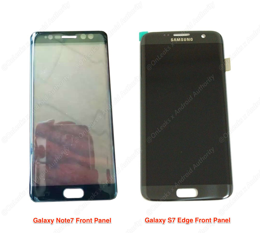 Galaxy Note 7 front vs Galaxy S7 Edge