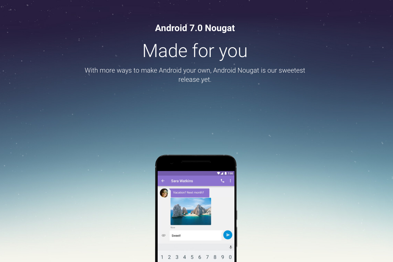 Android 7.0 Nougat page