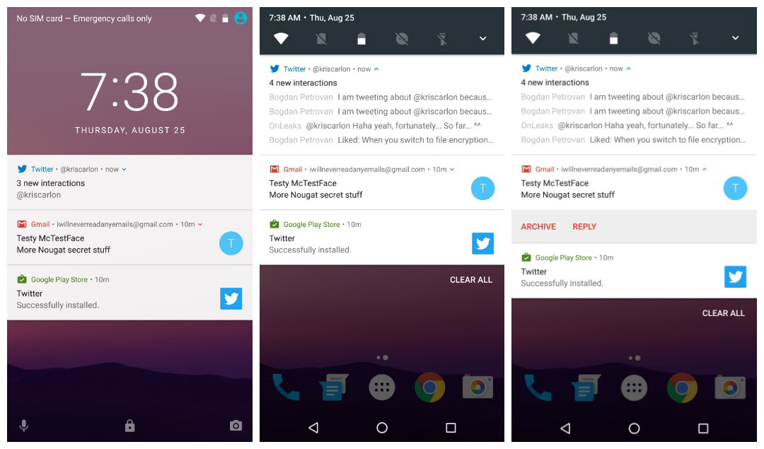Android 7.0 Nougat review - bundled notifications, Quick Reply