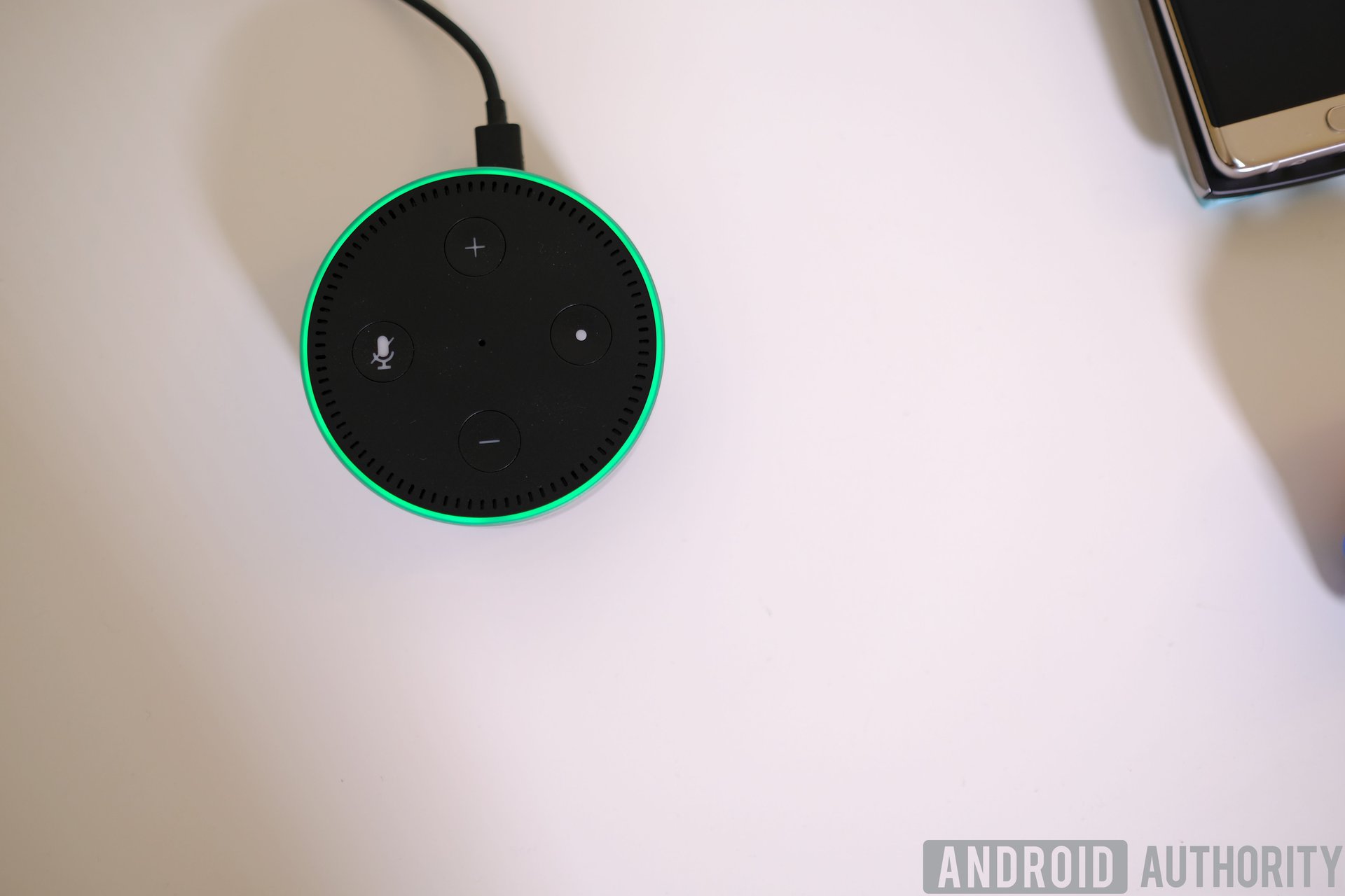 Amazon Echo Dot turned on green light from top