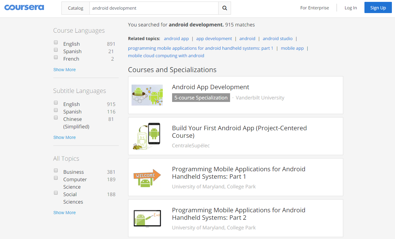 Coursera Android courses