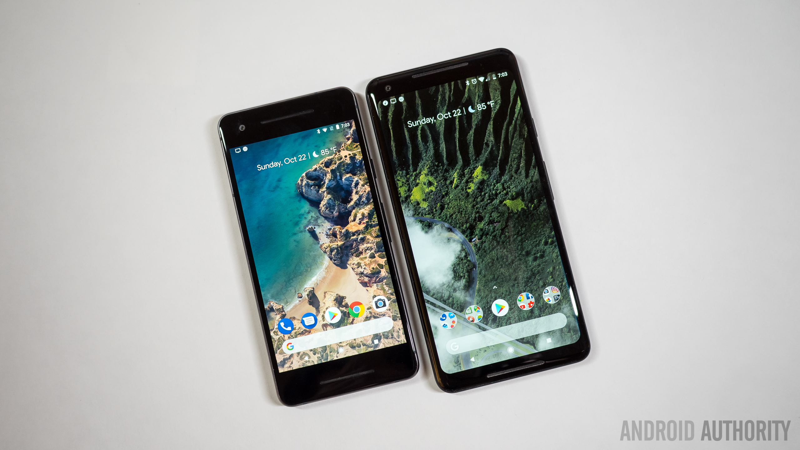Pixel 2 and Pixel 2 XL side by side