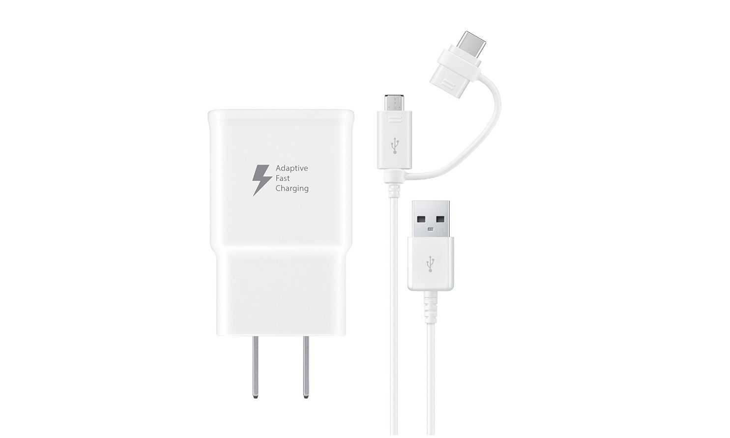 Samsung charger for USB-C and microUSB.