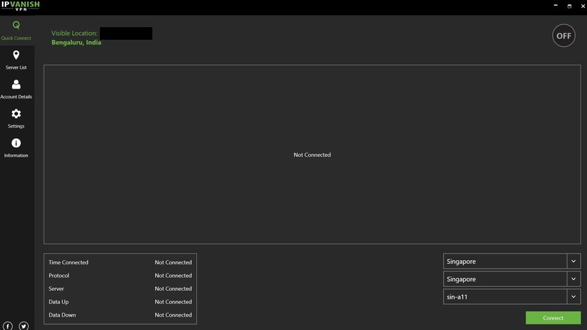 IPVanish VPN login screen