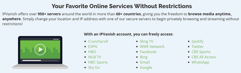 IPVanish features available services review