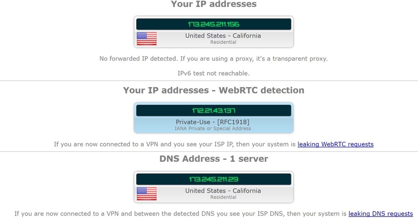IPVanish IP address test