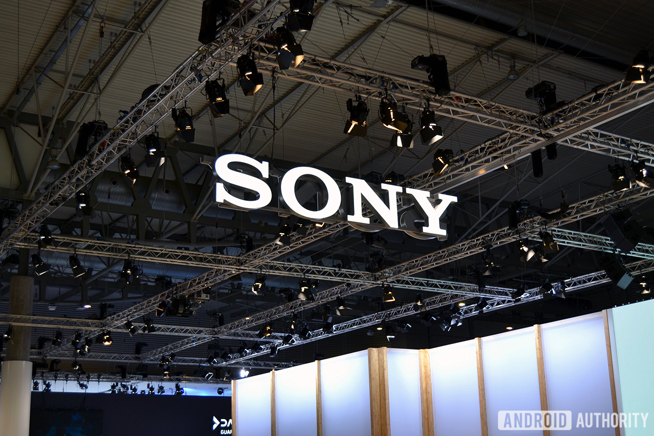 The Sony logo at MWC 2018.