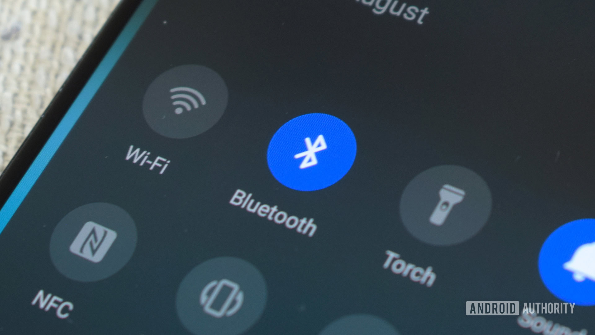 Bluetooth icon on a smartphone settings menu