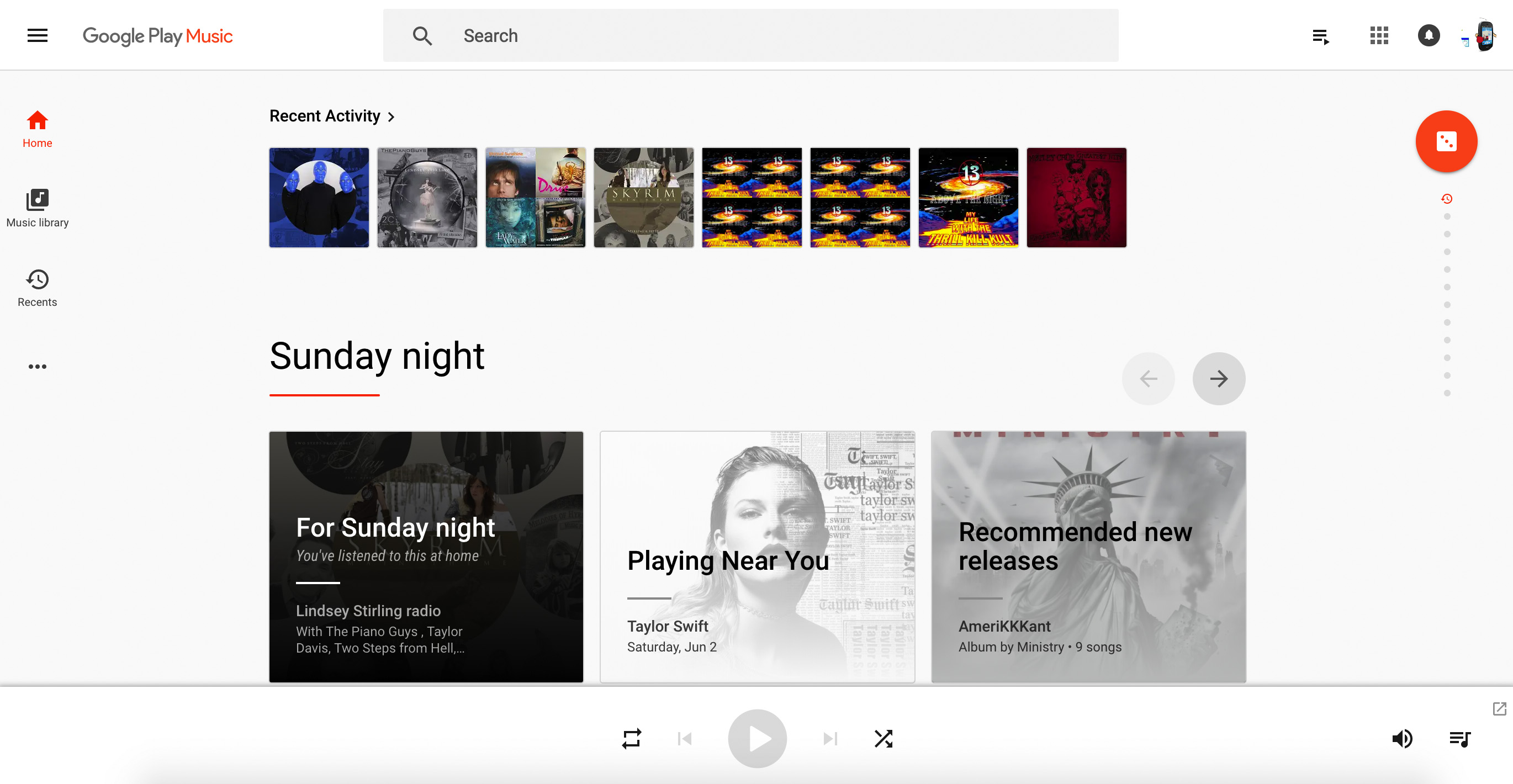 google play music home screen