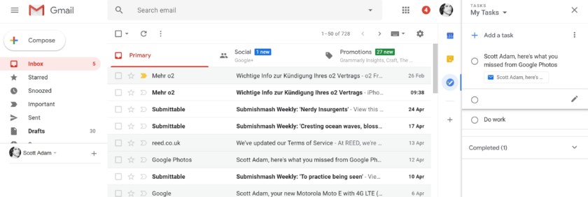 Google Gmail Task interface - new gmail