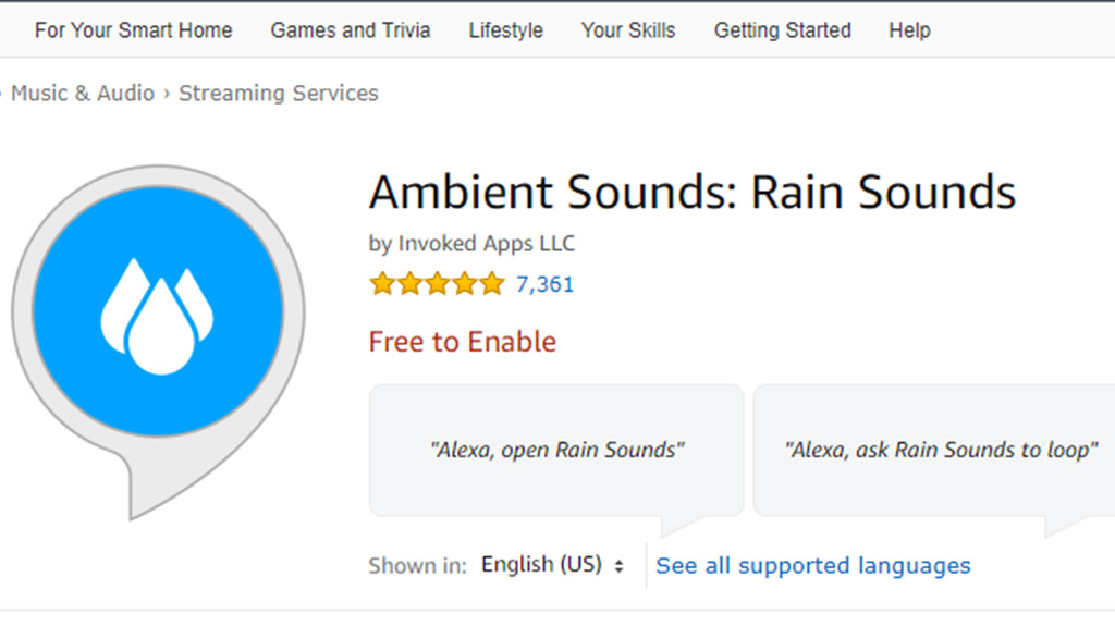 Ambient Sounds - best skills for alexa