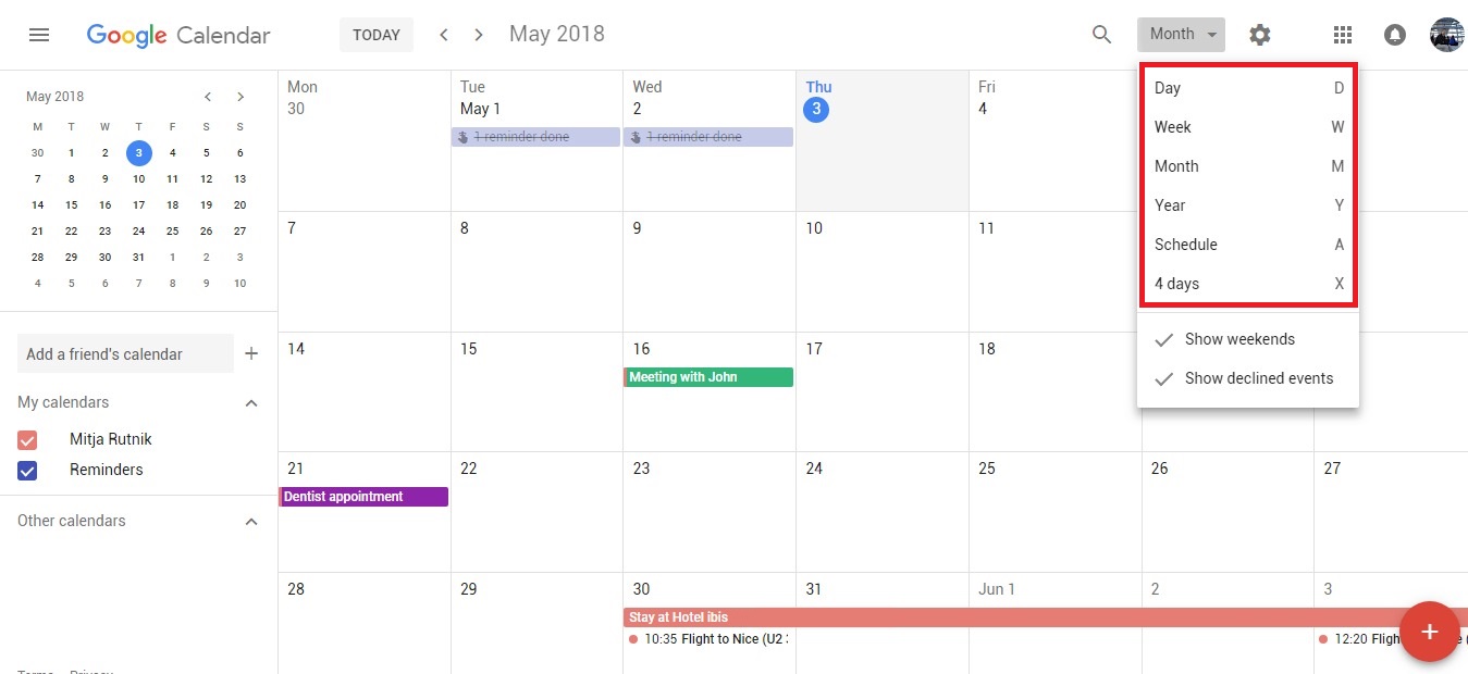 how to display events in google calendar