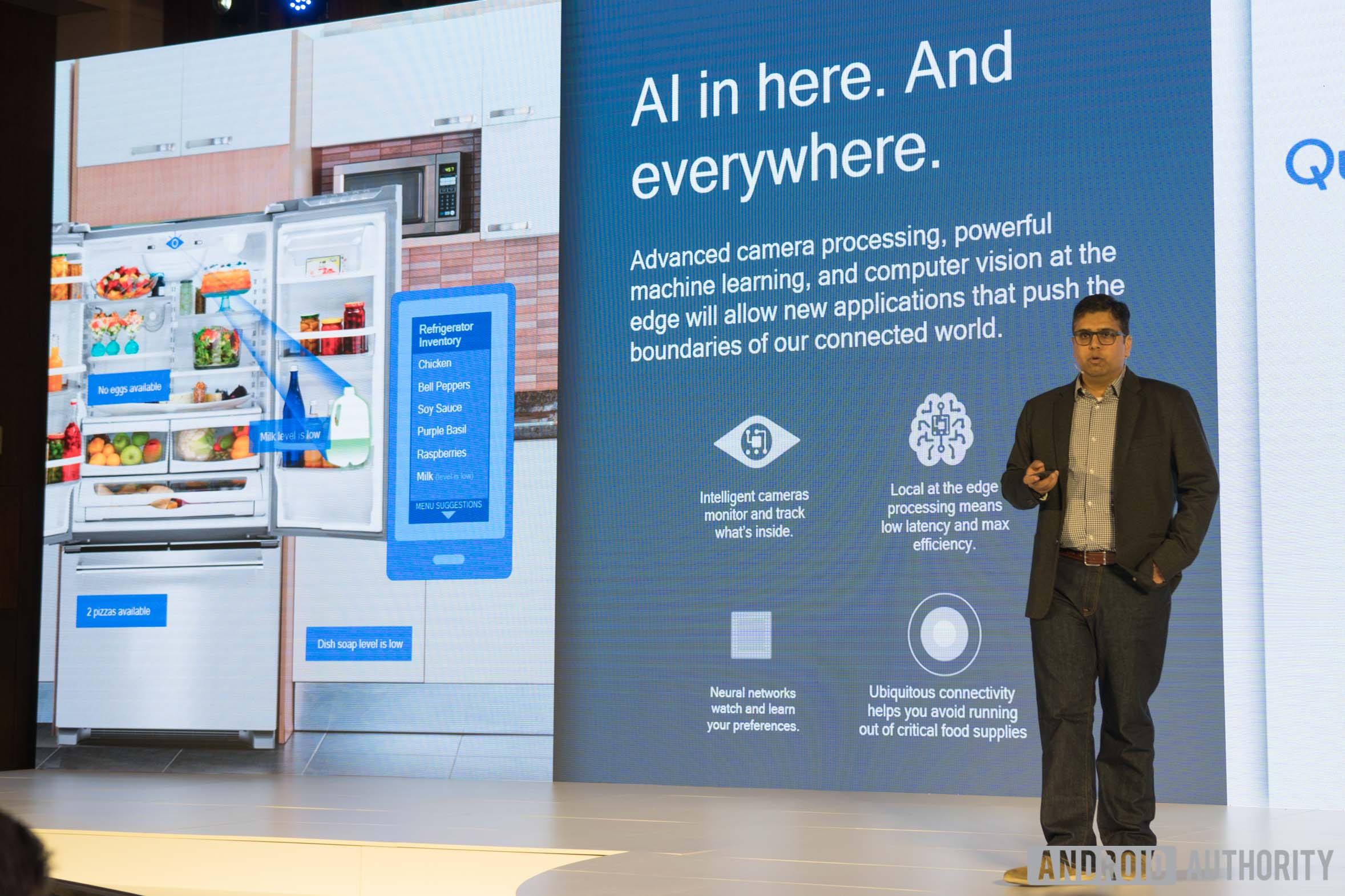 Qualcomm Product Manager Shardul Brahmbhatt gives an example of the IOT using on-device AI in a refrigerator