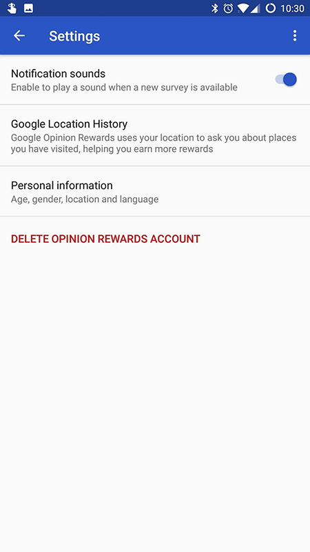 google opinion rewards account