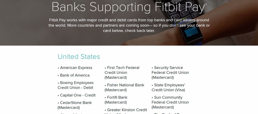 fitbit pay supported banks