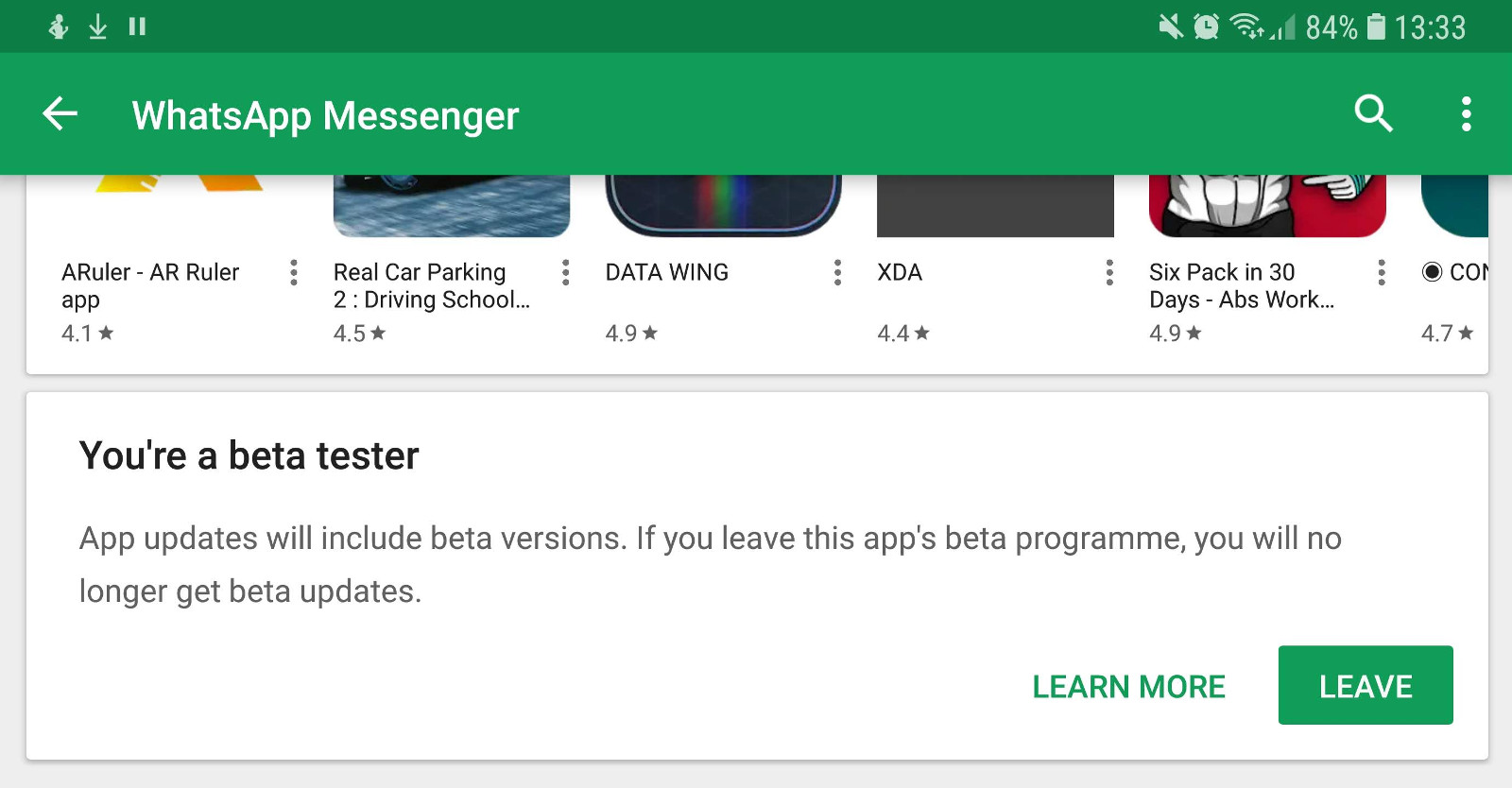 The beta section on the WhatsApp Play Store listing - whatsapp tricks