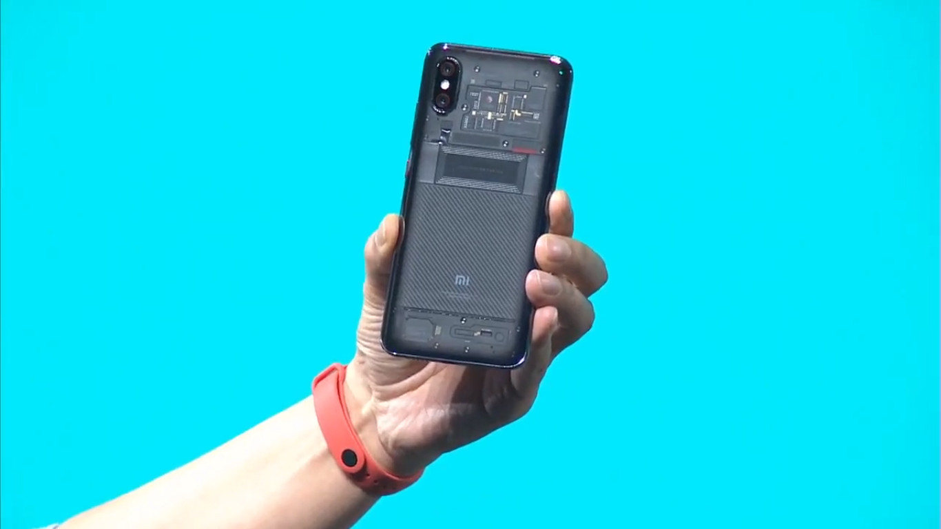 The Xiaomi Mi 8 with transparent back.