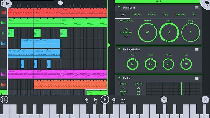 A screenshot of FL Studio, one of the best audio recording apps for Android