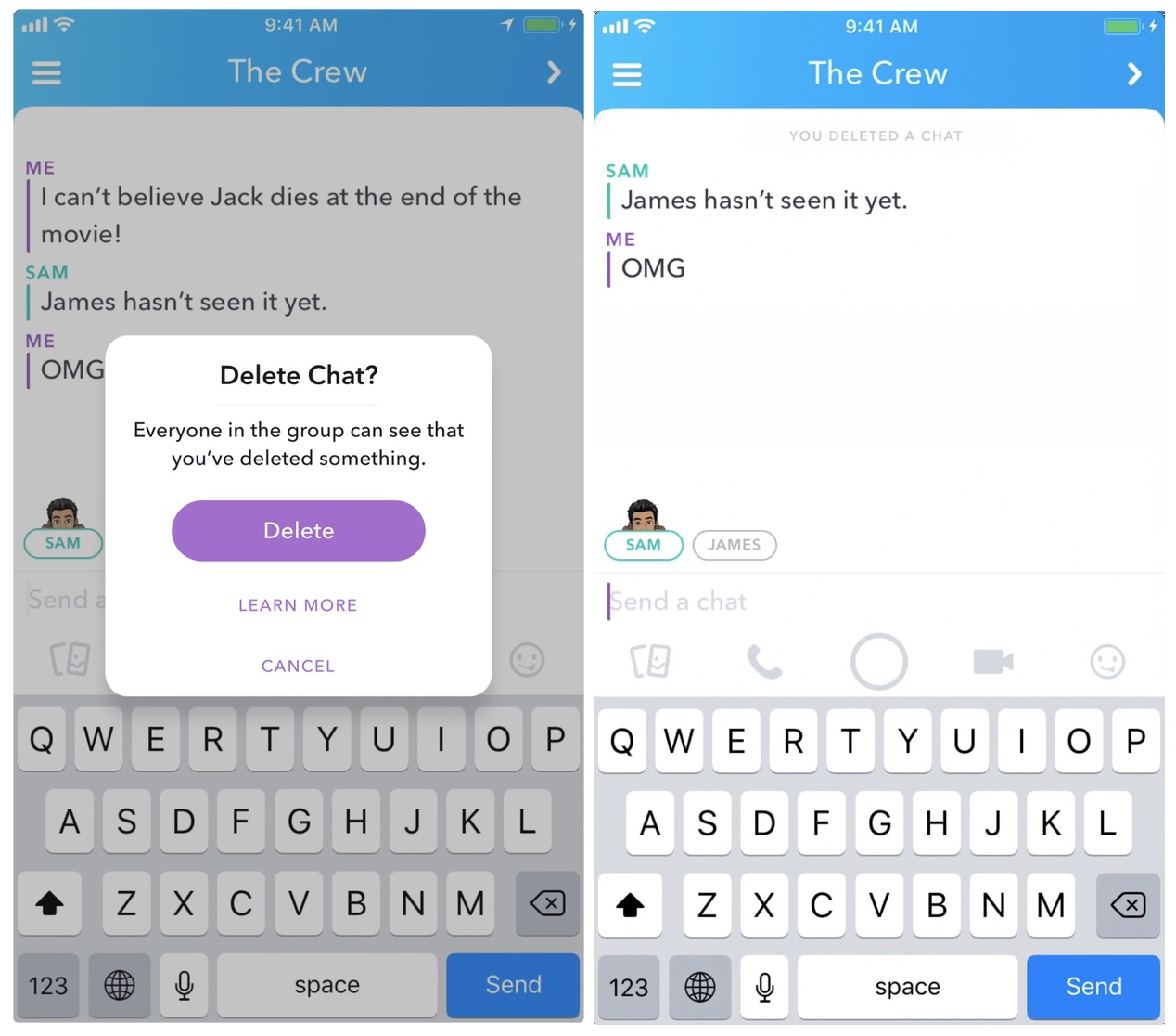 Snapchat now lets you delete sent messages