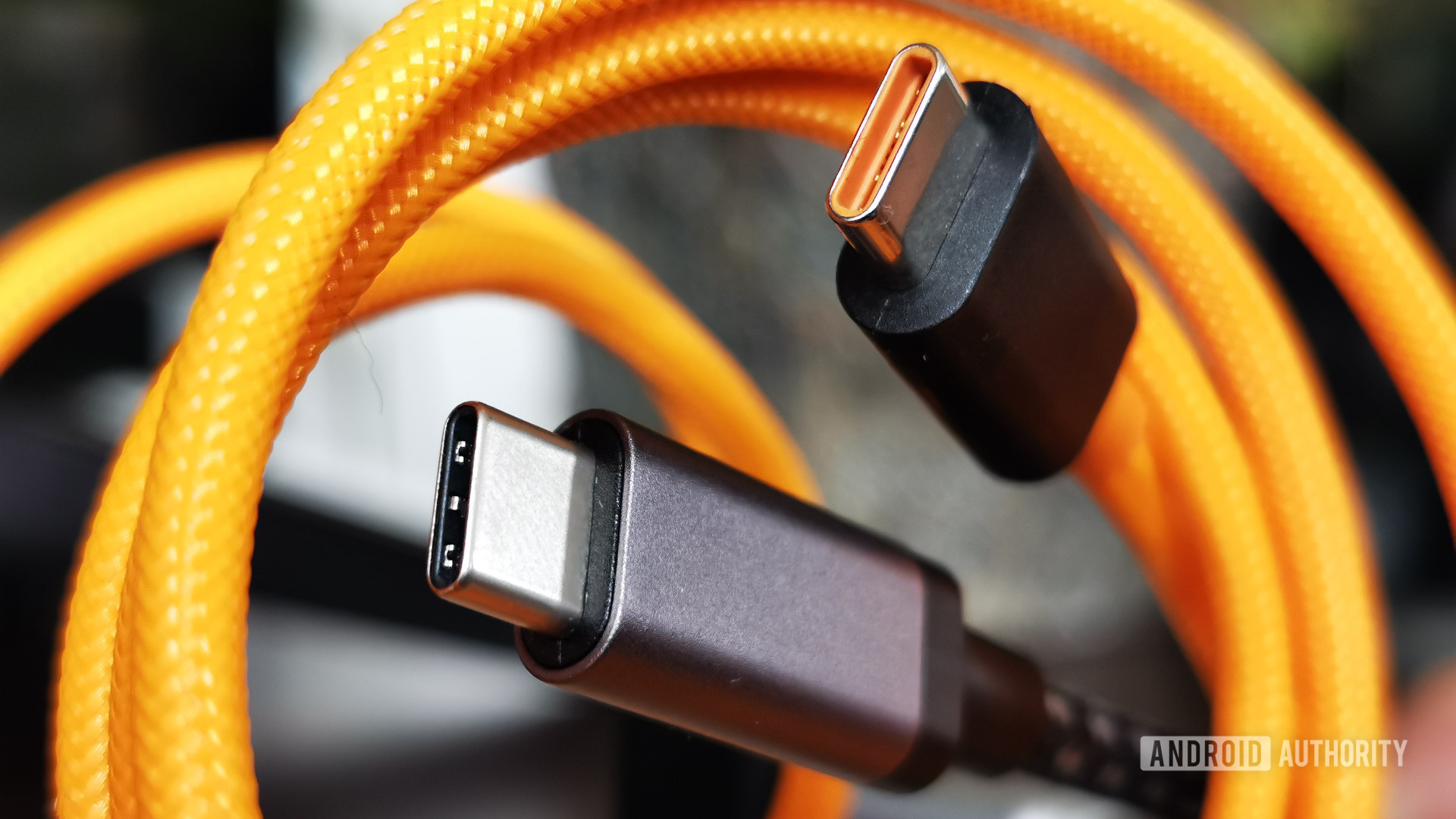 USB-C connector orange cable