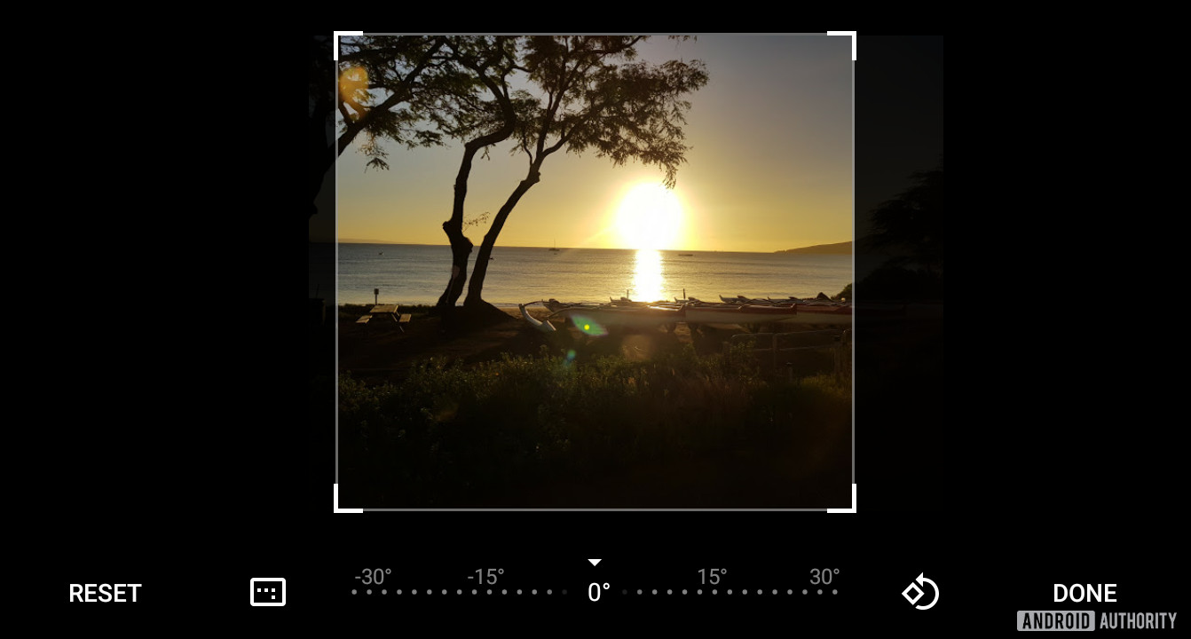 Cropping an image in Google Photos.