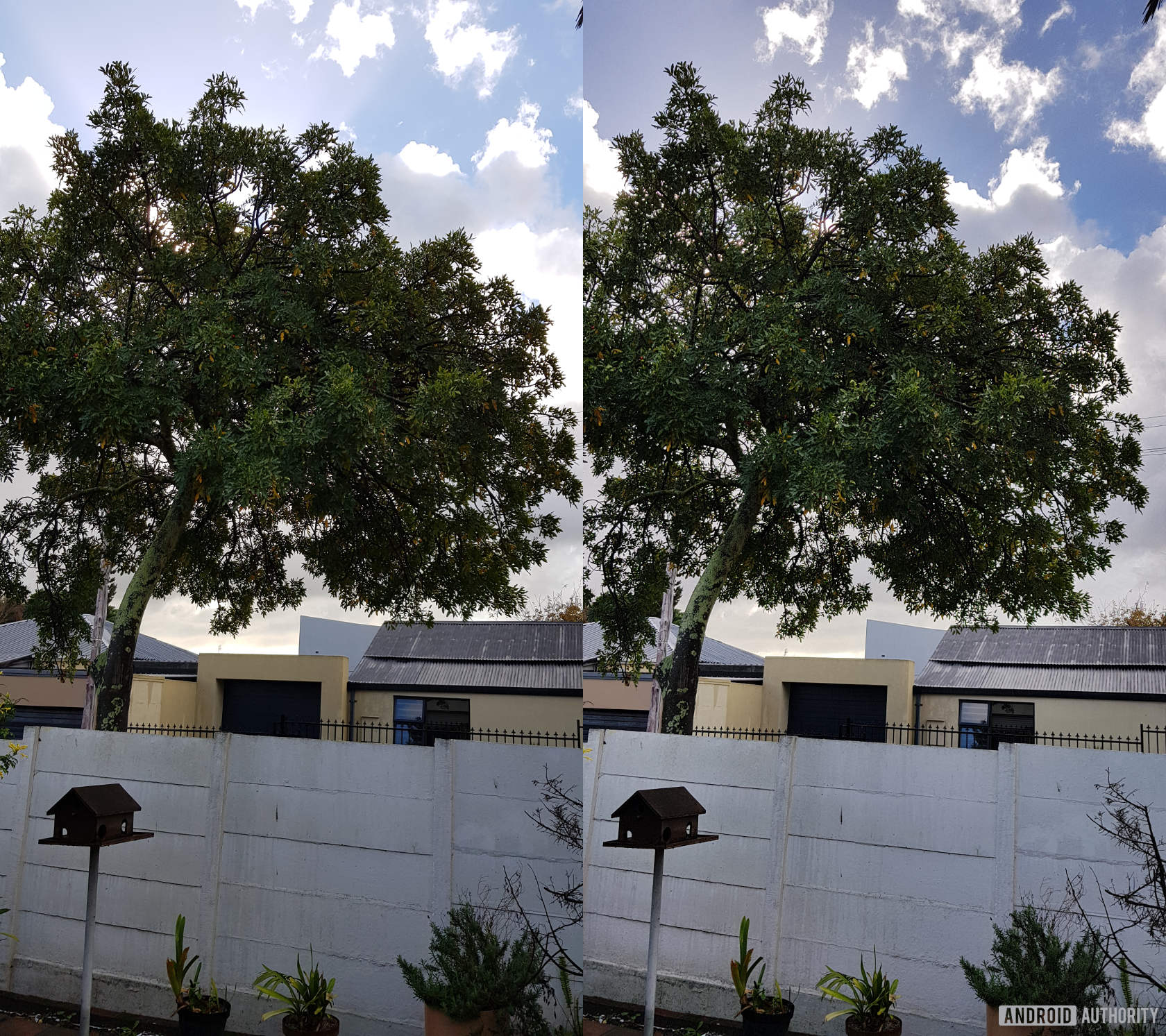 A comparison between an HDR image (R) and a standard photo.