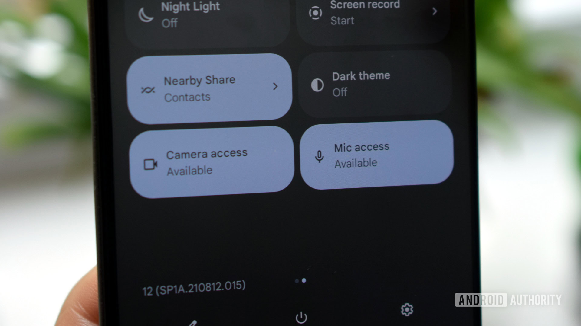 Android 12 camera and mic access quick setting