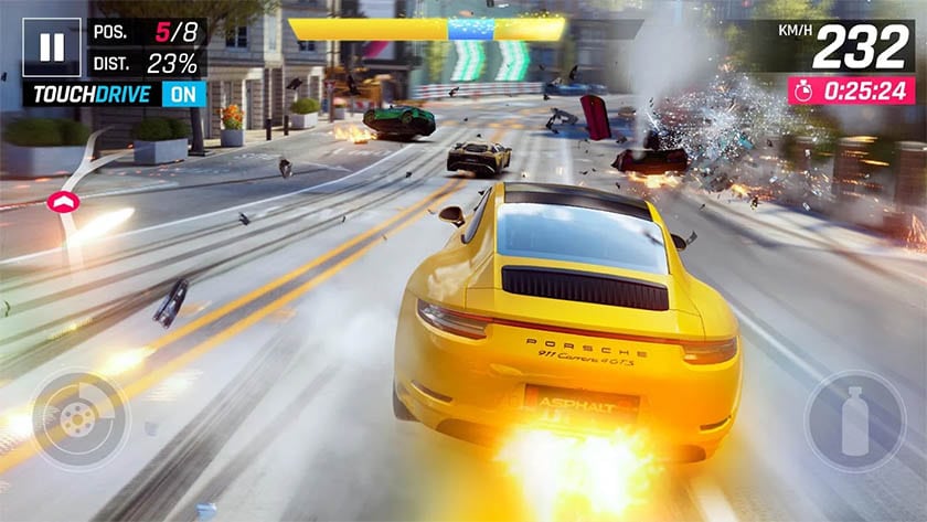 This is a screenshot of Asphalt 9, one of the best arcade games for android