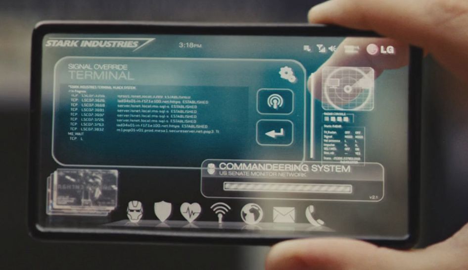 Tony Stark's transparent LG VX9400 smartphone in Iron Man 2