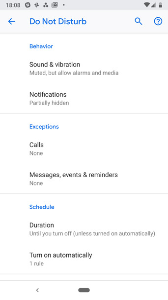 Android 9 Pie review Do Not Disturb settings