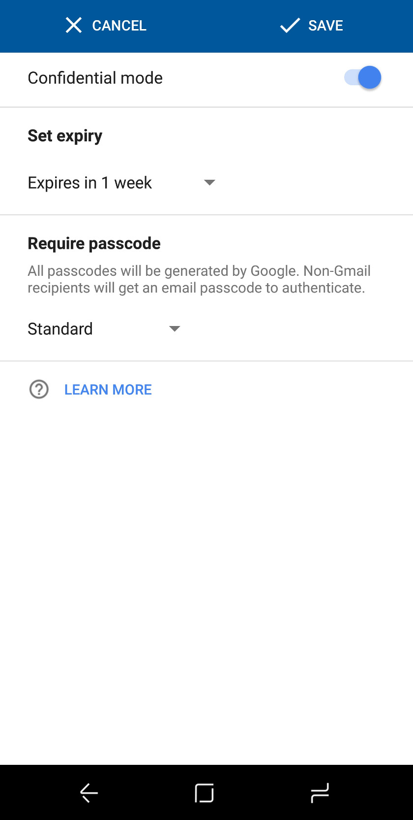 Confidential mode in Gmail.