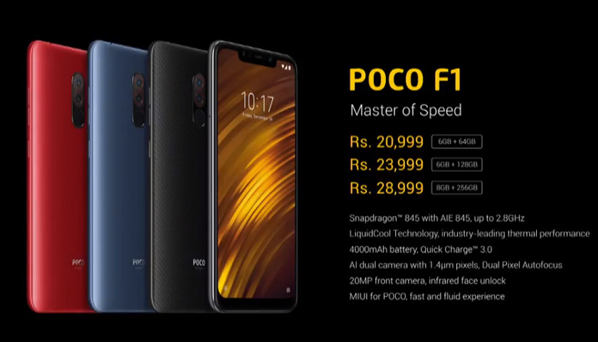 The Pocophone F1 pricing.