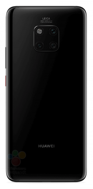 A leaked image of the Huawei Mate 20 Pro in black color.