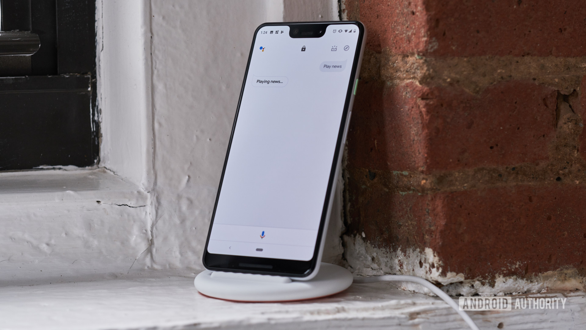 Google Pixel 3 on Pixel Stand with Google Assistant