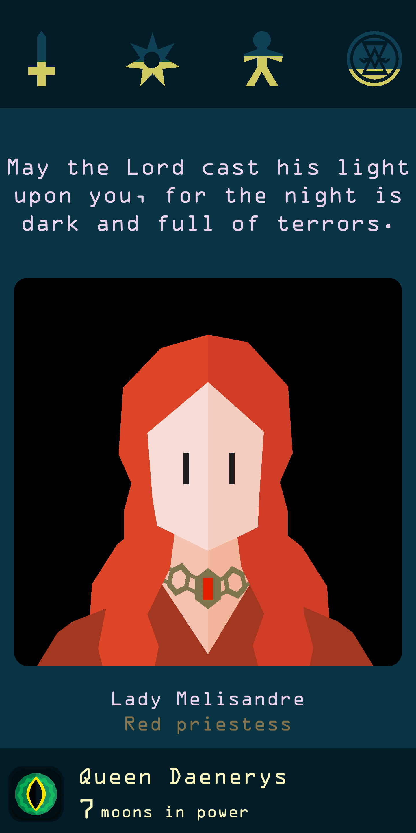 Reigns: Game of Thrones Lady Melisandra card screenshot