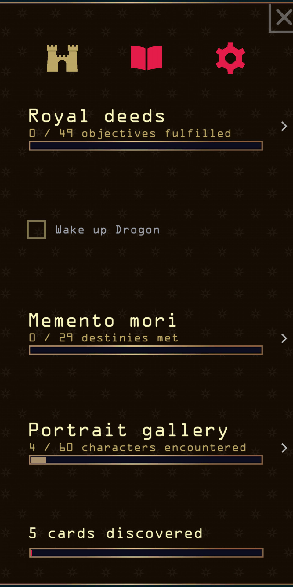 Reigns: Game of Thrones Objectives menu screenshot
