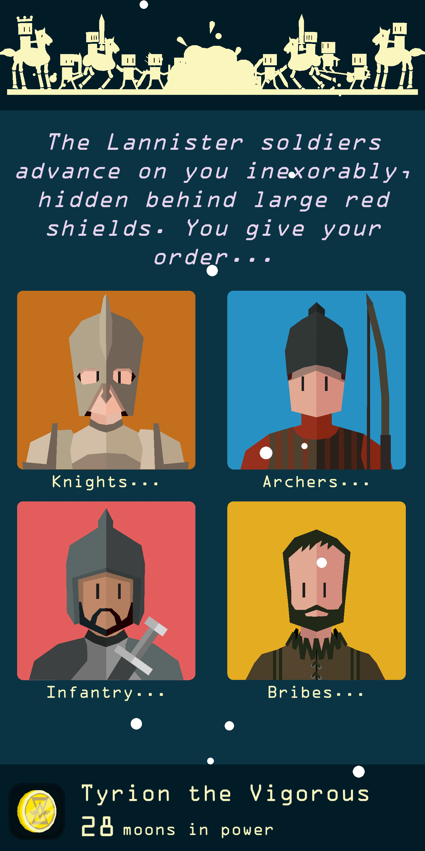 Reigns: Game of Thrones different cards screenshot