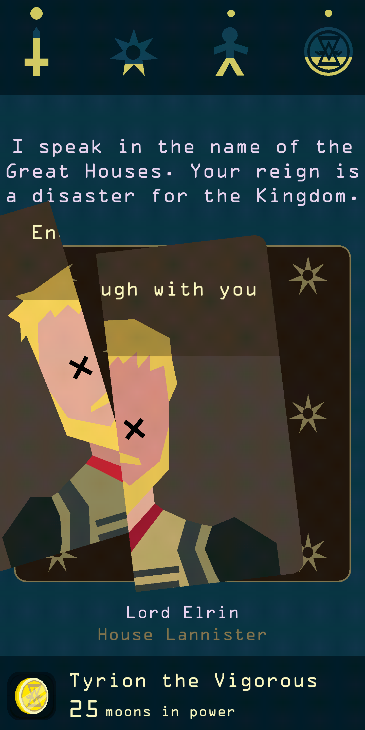 Reigns: Game of Thrones Lord Elrin card screenshot