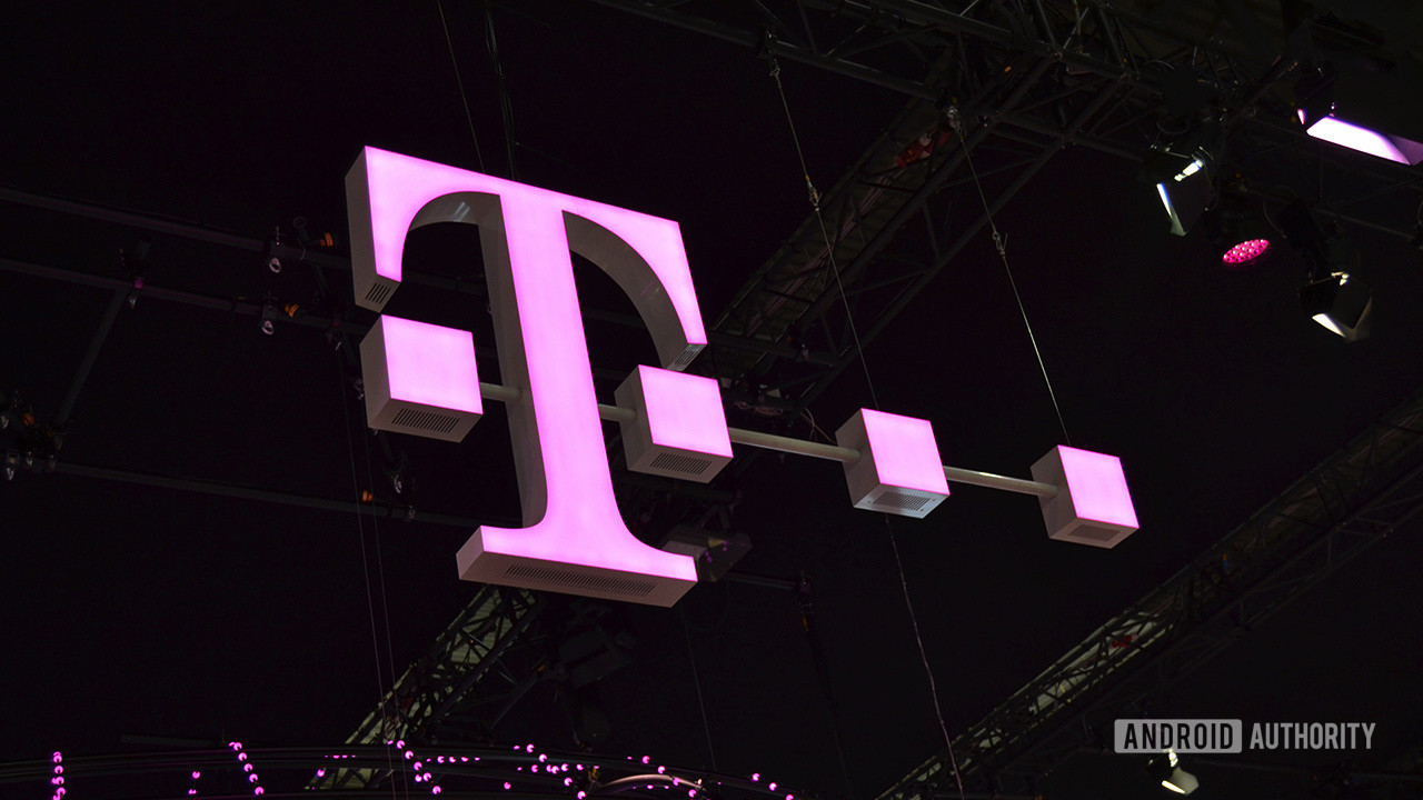 Le logo T-Mobile au MWC 2018.